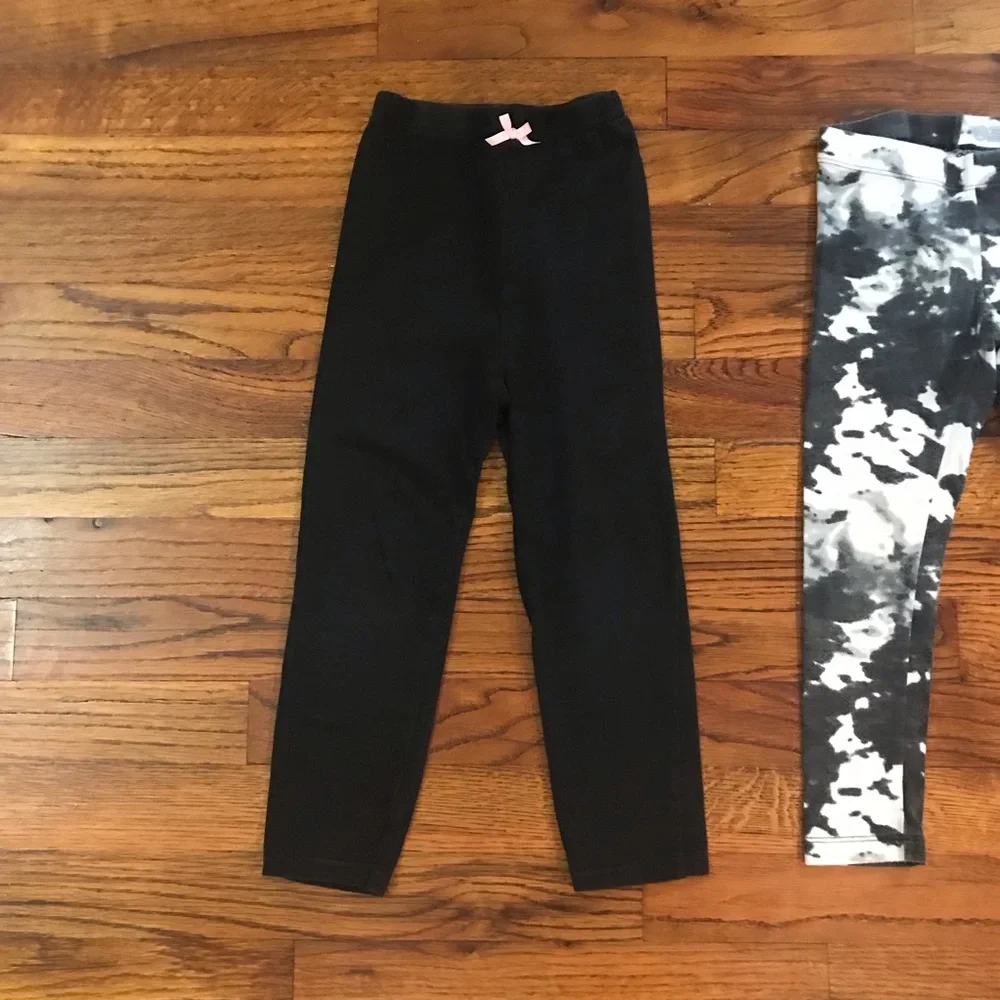 Girls Bottoms Leggings Pants 2 Pc Bundle Black / Black & White Tie Dye 4 / 5 XS